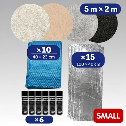 Premium Camper Dämmung & Filz Set – Alubutyl-Antidröhnmatte, Dämmmatte, Polyester Dämmung & Stretch Filz für Kastenwagen