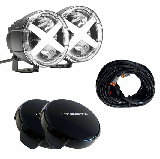 Bundle 2x X-Type 5 Zoll AMBER + Kabelsatz + Abdeckkappen schwarz