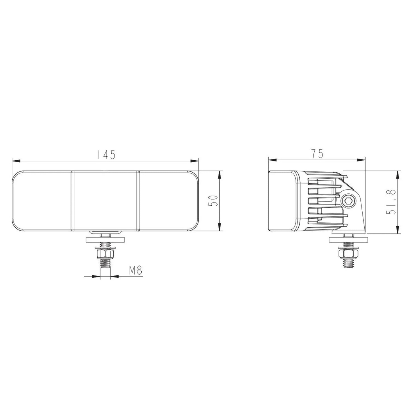 RL008 30W - Rückfahrscheinwerfer Flut 120°