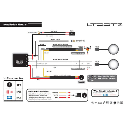 Kabelbaum für zwei Zusatzscheinwerfer mit 3 Pin DT Stecker