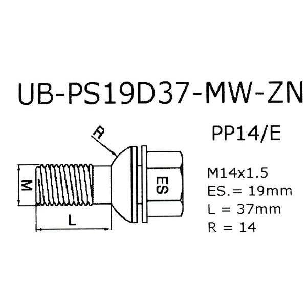 Felgenschloss Sprinter, Crafter, TGE M14x1.5x37mm