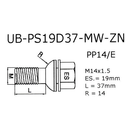 Felgenschloss Sprinter, Crafter, TGE M14x1.5x37mm