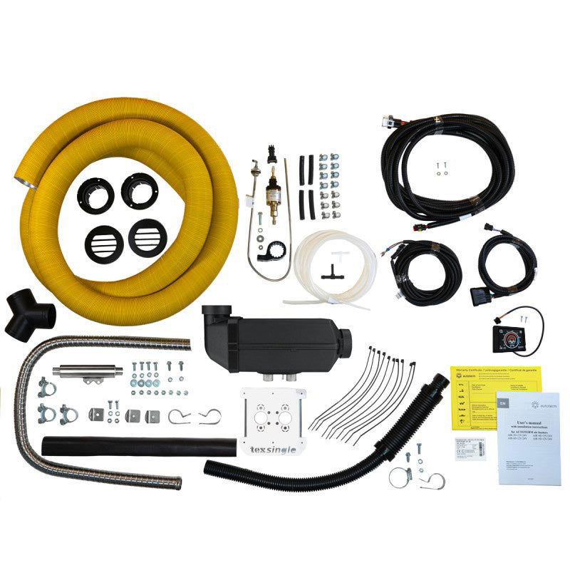 99% Camper-Kit - Heizungs-Komplettset mit 2kW Leistung (Platzsparende Ausführung 90°-Winkel)