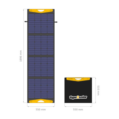 Solartasche 160Wp "big tiger 160/USB truck edition" mit 2xUSB und Kabelsatz (12V/24V-geeignet, ETFE-Oberfläche)