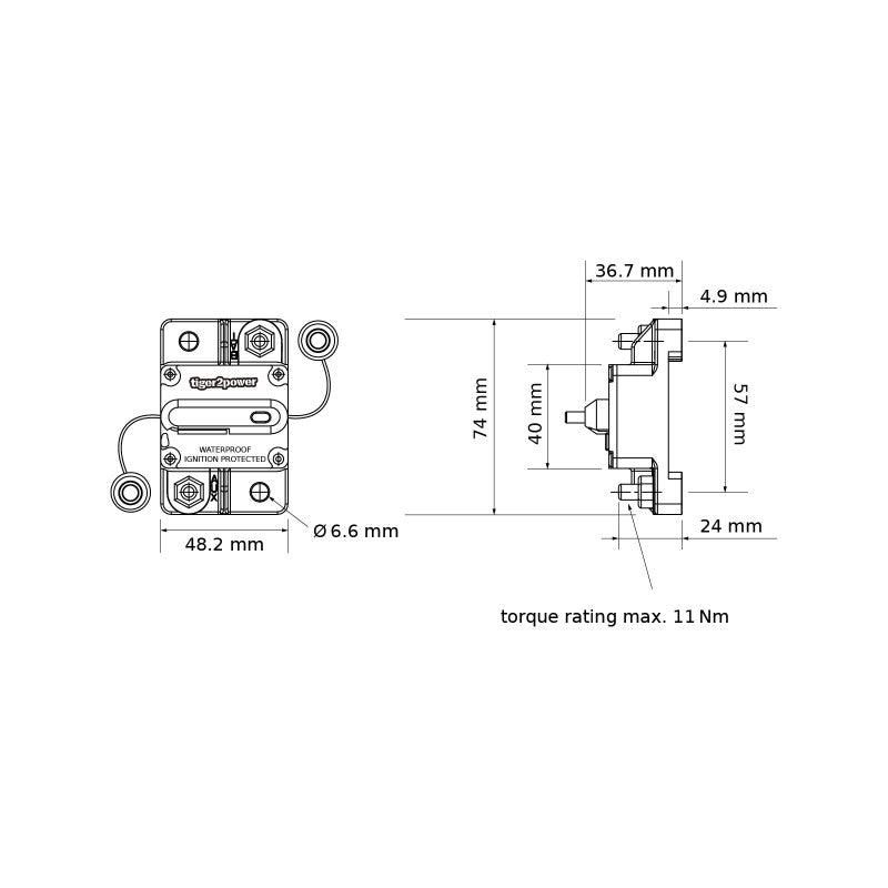 Sicherungsautomat mit Resetschalter M6/M10 (1/4"/3/8") 30A - 200A