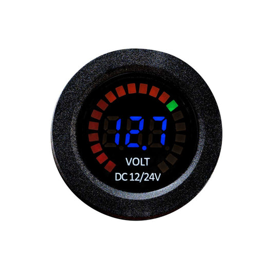 Voltmeter digital 12V / 24V mit Farb-LED Batteriestand-Anzeige â€œRainbowâ€ wasserdicht, Einbau-Messgerät