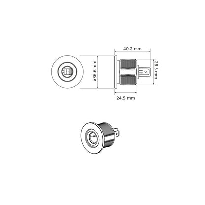 12V Steckdose DIN/Merit wasserdicht 15A 12/24V kompatibel, Einbau-Montage