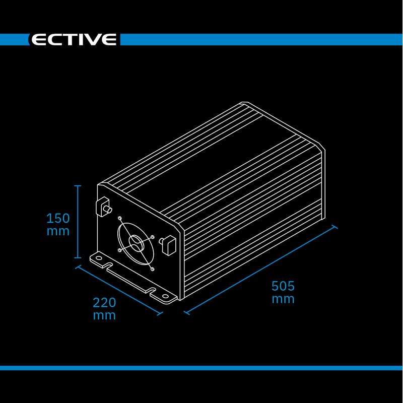 ECTIVE CSI 25 PRO 2500W/12V Sinus-Wechselrichter mit Netzvorrangschaltung und Ladegerät