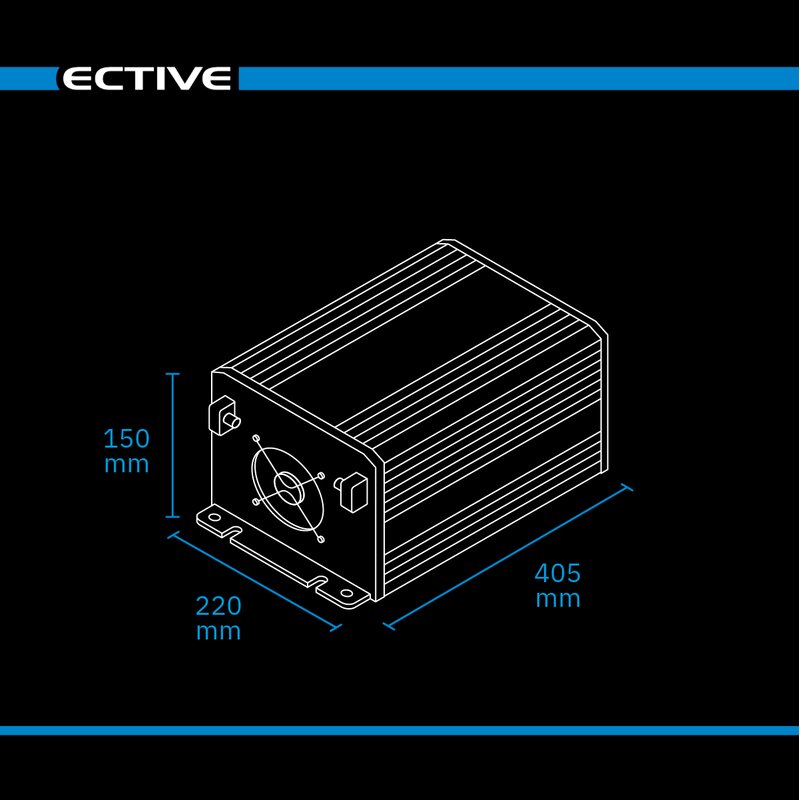 ECTIVE SSI 10 PRO 1000W/12V Sinus-Wechselrichter mit Netzvorrangschaltung, Ladegerät und Laderegler