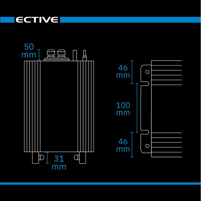 ECTIVE SSI 20 PRO 2000W/12V Sinus-Wechselrichter mit Netzvorrangschaltung, Ladegerät und Laderegler