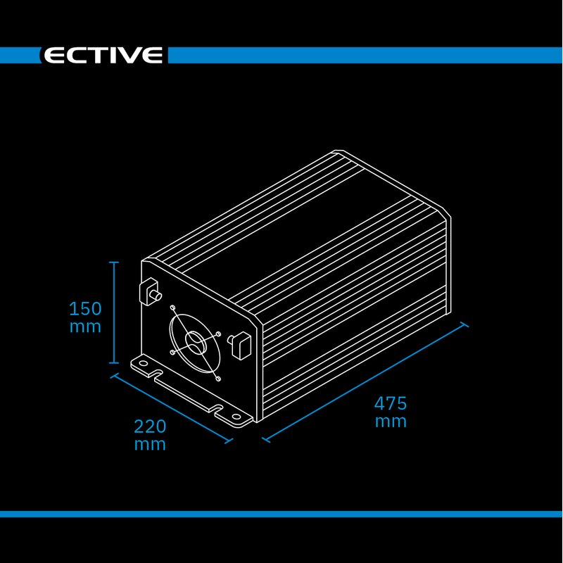 ECTIVE SSI 20 PRO 2000W/12V Sinus-Wechselrichter mit Netzvorrangschaltung, Ladegerät und Laderegler