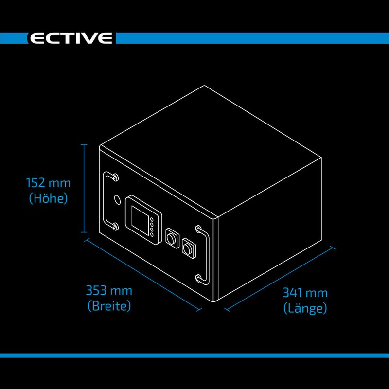 ECTIVE LC 200L LT 12V LiFePO4 Lithium Untersitzbatterie 200Ah