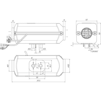 Dieselheizung Boot Einbauset mit Autoterm Air 2D (Planar 2D)