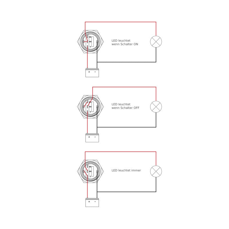 Edelstahl-Schalter mit LED für 12V/24V mit 2,5A-20A Wasserdicht nach IP67, 3 Beleuchtungsmodi