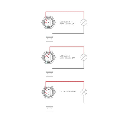 Edelstahl-Schalter mit LED für 12V/24V mit 2,5A-20A Wasserdicht nach IP67, 3 Beleuchtungsmodi