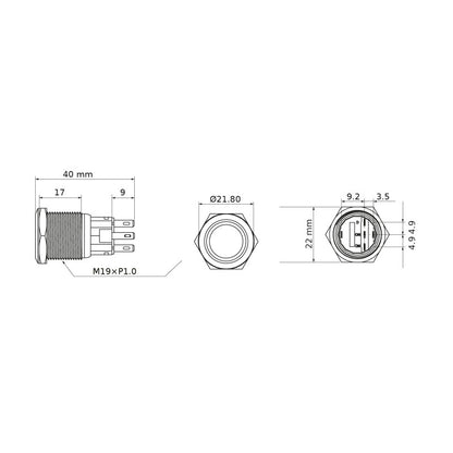 Edelstahl-Schalter mit LED für 12V/24V mit 2,5A-20A Wasserdicht nach IP67, 3 Beleuchtungsmodi