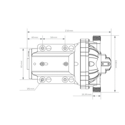 Druckwasserpumpe mit Bypass 18 L/min, 4 bar für 12V- oder 24-Systeme - Original tigerexped