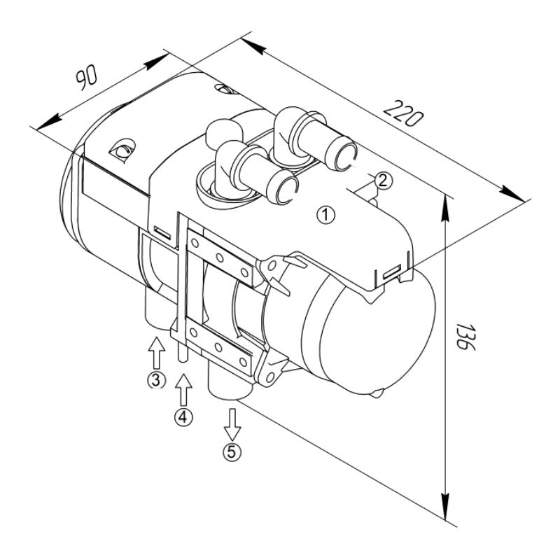 Autoterm Flow 5B (ehem. Binar 5s) Benzin-Wasserstandheizung 5kW 12V inkl. Einbaukit und Bedienteil