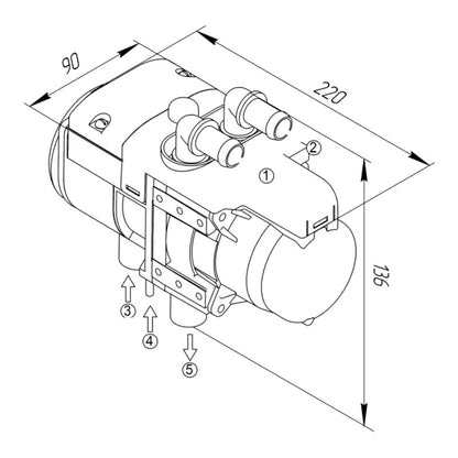 Autoterm Flow 5B (ehem. Binar 5s) Benzin-Wasserstandheizung 5kW 12V inkl. Einbaukit und Bedienteil