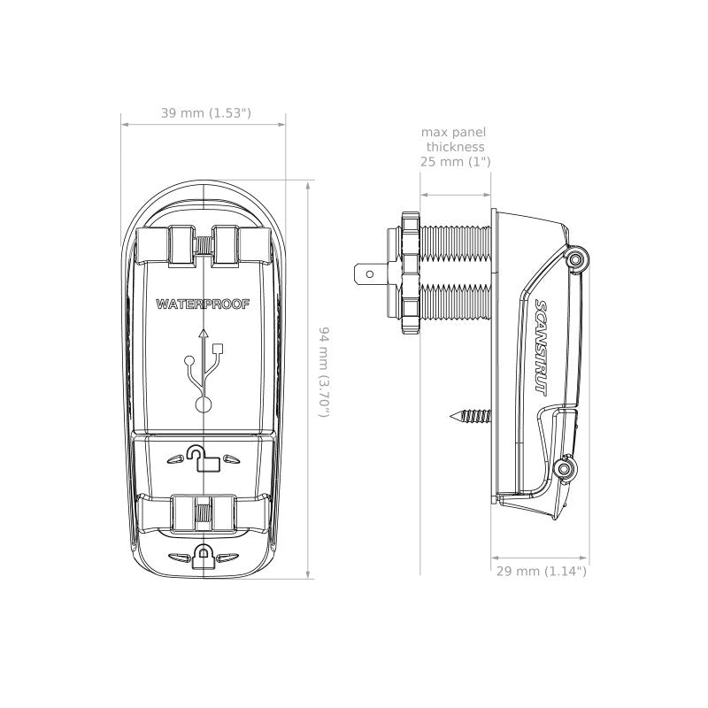 Wasserdichte USB-Steckdosen 12-24V ROKK Charge