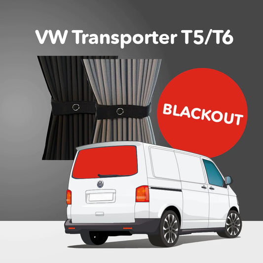 Vorhang Set für VW T5/T6 - Heckklappe mit Scheibenwischer (Premium-Blackout)