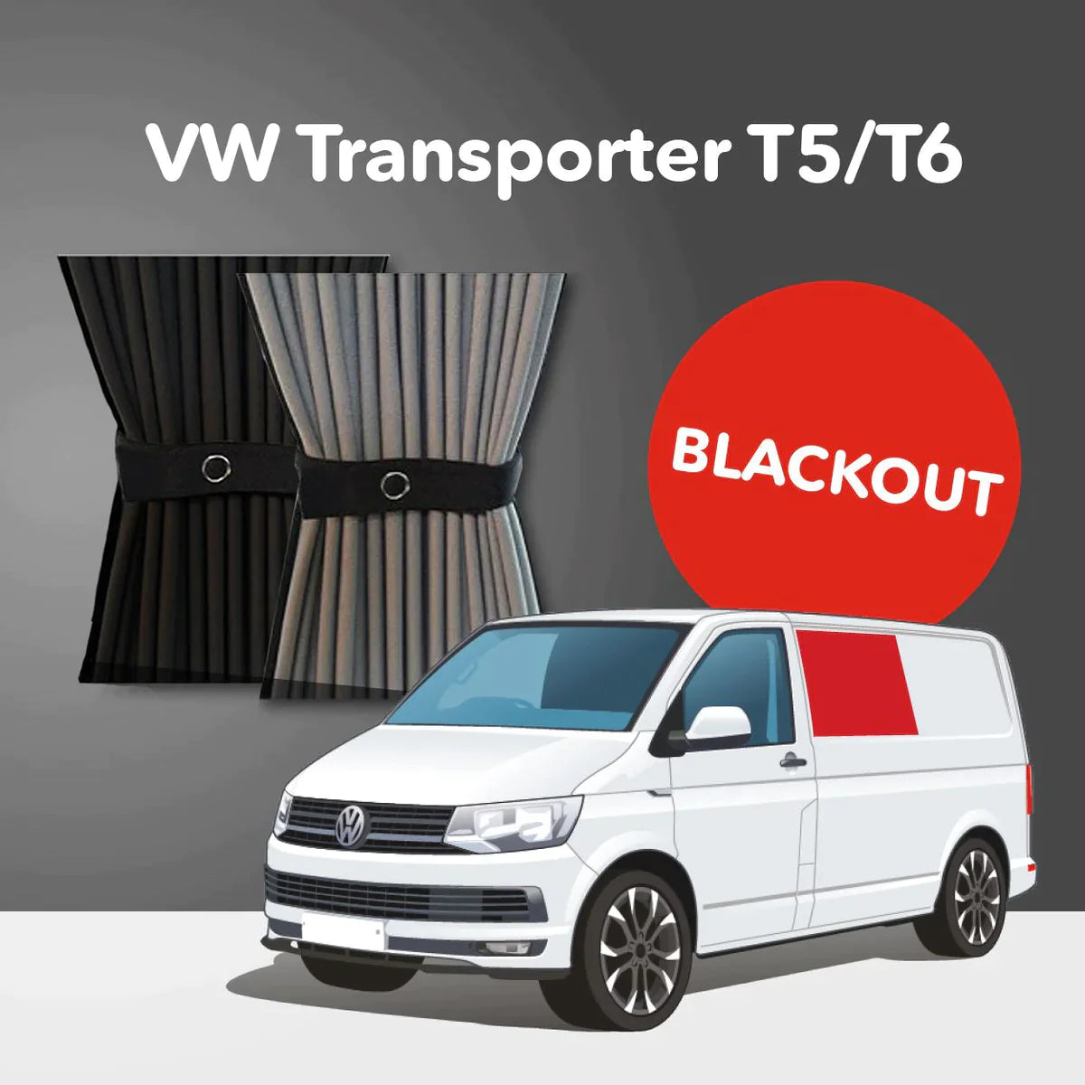 Vorhang Set für VW T5 / T6 - Mitte Links - Nicht-Schiebetüren (Premium-Blackout) [B-Ware oder retournierte Ware]