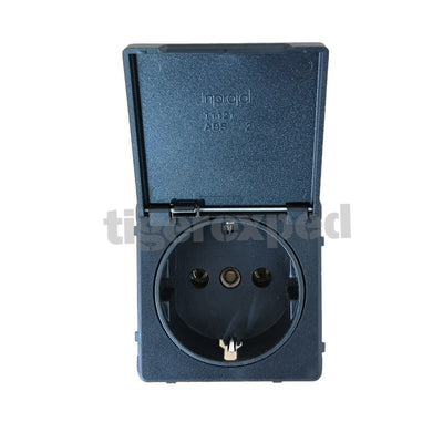 Schuko socket with hinged cover, System 20,000 + shock protection box