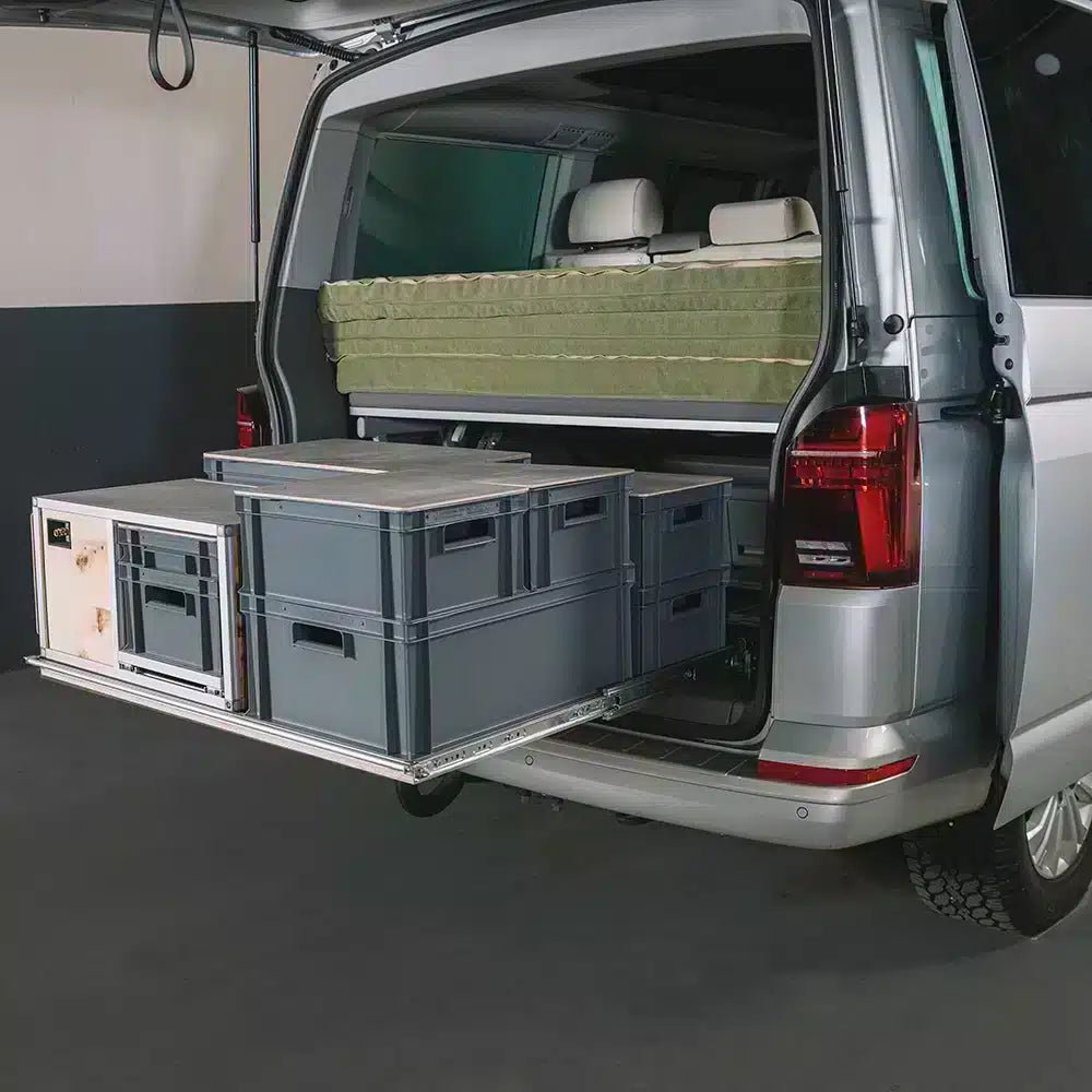 easygoinc. vanlife.module SLIDEOUT Heckauszug gesamte Breite für VW T5-T6.1 California Beach & Ocean