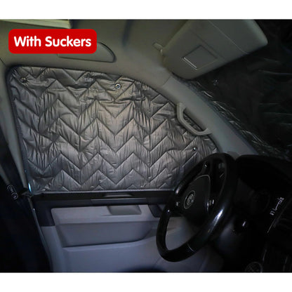 Innere silberne Kabinenabdeckungen mit Magneten oder Saugnäpfen für VW Transporter T5 bis T6.1, Trafic, Transit Custom & PSA Transporter — SILBER