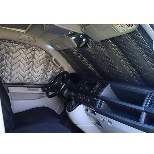 Innere silberne Kabinenabdeckungen mit Magneten oder Saugnäpfen für VW Transporter T5 bis T6.1, Trafic, Transit Custom & PSA Transporter — SILBER