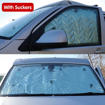 Innere silberne Kabinenabdeckungen mit Magneten oder Saugnäpfen für VW Transporter T5 bis T6.1, Trafic, Transit Custom & PSA Transporter — SILBER