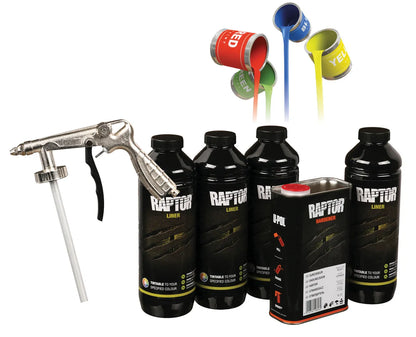 UPOL RAPTOR BESCHICHTUNG INKL. FARBE ZUM EINFÄRBEN 711 ml Raptor+Härter+100ml Farbe+Pistole