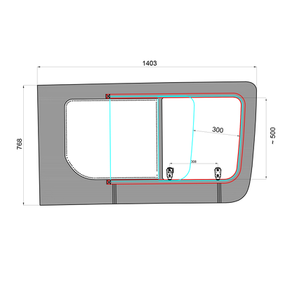 VR Schiebefenster für Mercedes Sprinter W907, W910 ab 2017 Schiebetür / feste Seitenwand