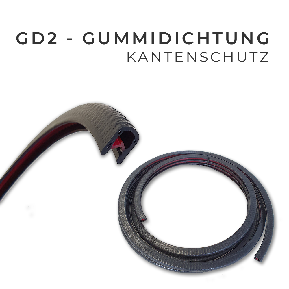 GD2 - Gummidichtung für eine nachrüstbare Seitenscheibe 4 Meter 1-4mm