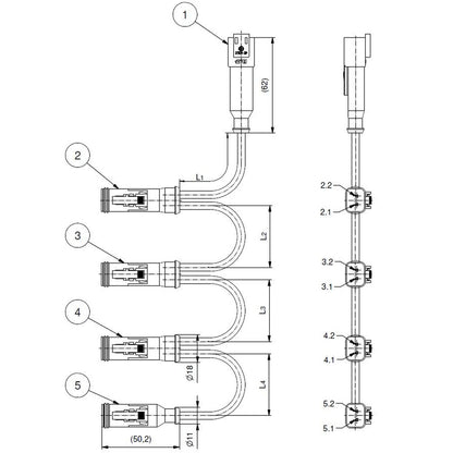 DT-Steckverbinder mit 4-fach Verteiler IP67