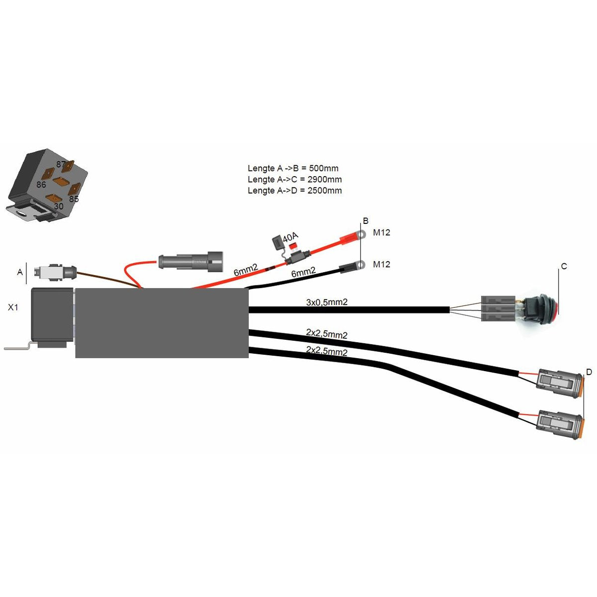 LED Kabelsatz 2x Fernscheinwerfer >80W mit H4 Adapter