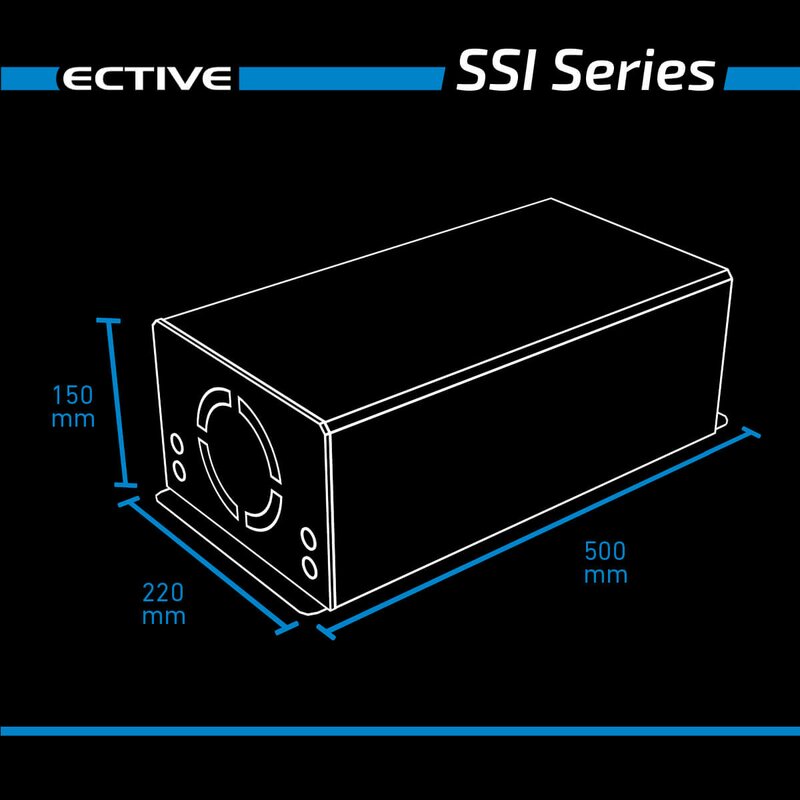 ECTIVE SSI 20 2000W/24V Sinus-Wechselrichter mit MPPT-Laderegler, Ladegerät, NVS- und USV-Funktion