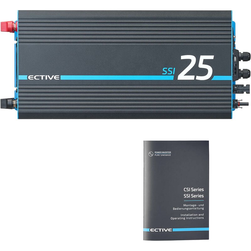 ECTIVE SSI 25 (SSI252) 12V 4in1 Sinus-Inverter 2500W/12V Sinus-Wechselrichter mit MPPT-Solarladeregler, Ladegerät und NVS