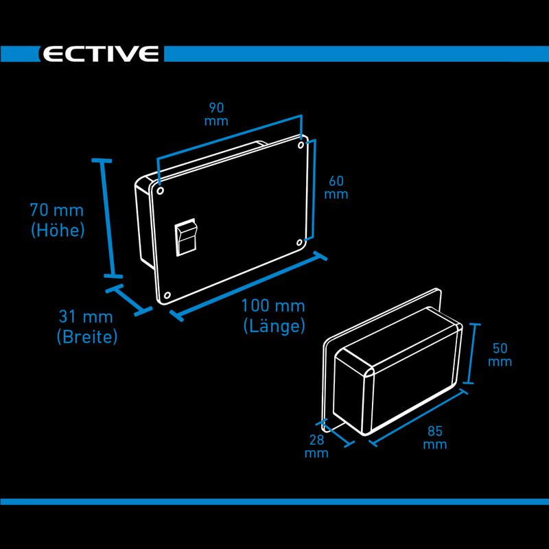 ECTIVE RC3 Fernbedienung mit Ladestandsanzeige für Wechselrichter