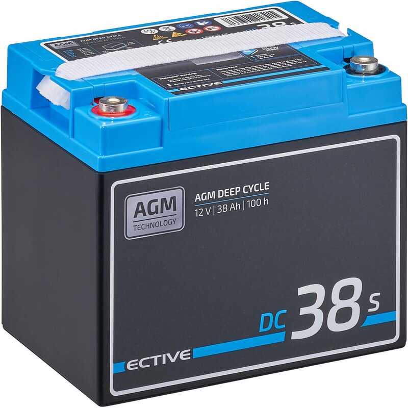 ECTIVE DC 38S AGM Deep Cycle mit LCD-Anzeige 38Ah Versorgungsbatterie