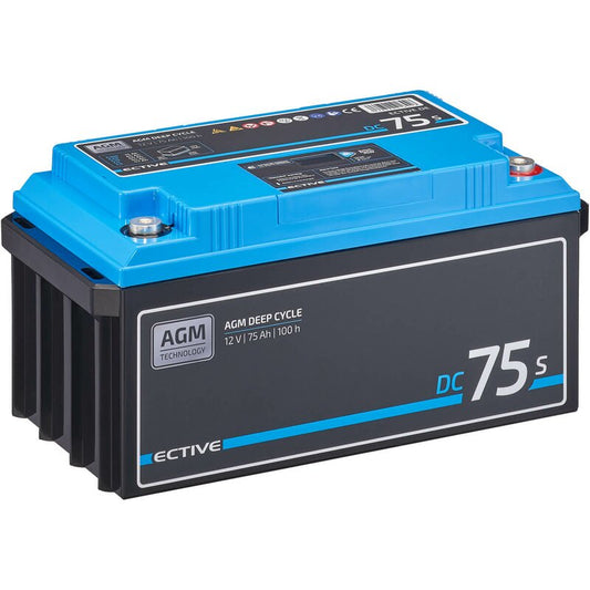 ECTIVE DC 75S AGM Deep Cycle mit LCD-Anzeige 75Ah Versorgungsbatterie