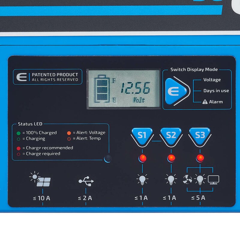 ECTIVE DC 38SC GEL Deep Cycle mit PWM-Ladegerät und LCD-Anzeige 38Ah Versorgungsbatterie