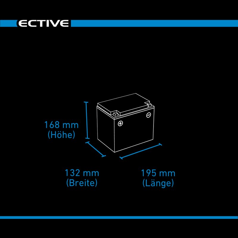 ECTIVE DC 38S GEL Deep Cycle mit LCD-Anzeige 38Ah Versorgungsbatterie