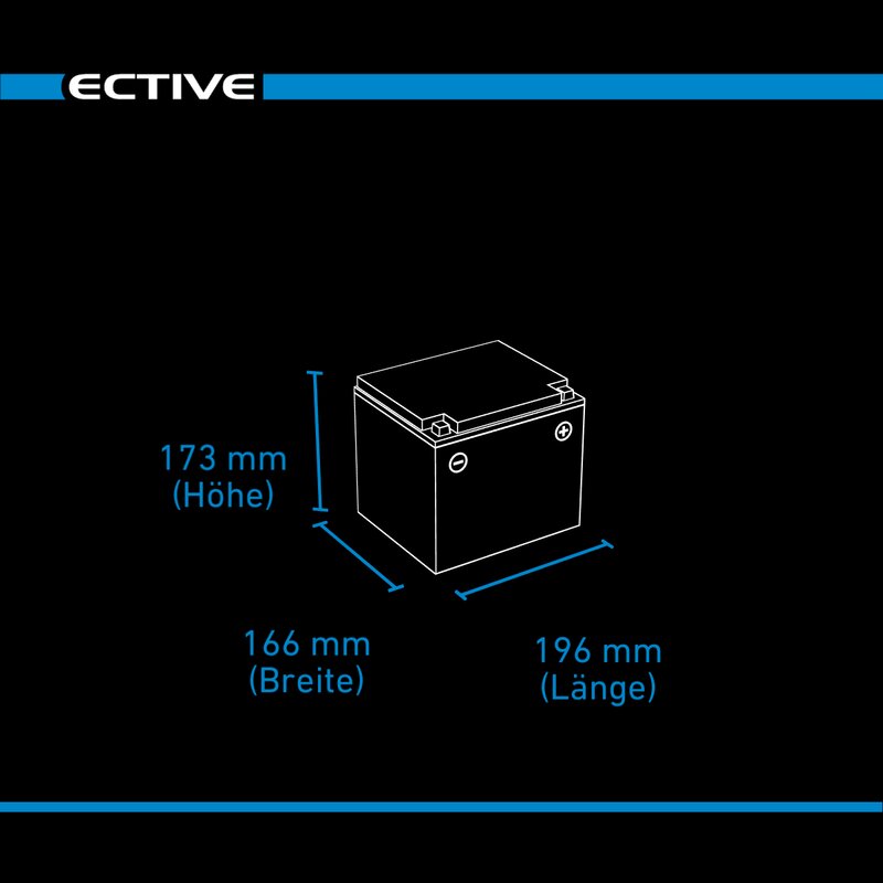 ECTIVE DC 45S GEL Deep Cycle mit LCD-Anzeige 45Ah Versorgungsbatterie