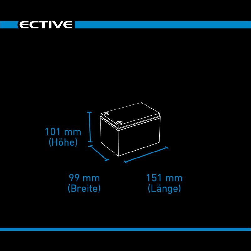ECTIVE LC 12L 12V LiFePO4 Lithium Versorgungsbatterie 12 Ah