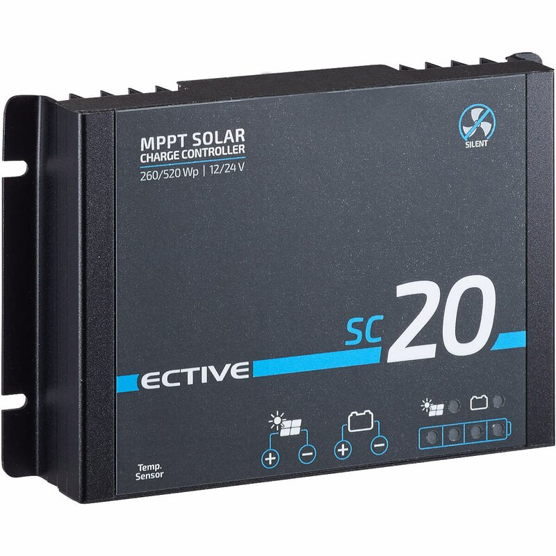 ECTIVE SC 20 SILENT Lüfterloser MPPT Solar-Laderegler für 12/24V Versorgungsbatterien 240Wp/480Wp 50V 20A