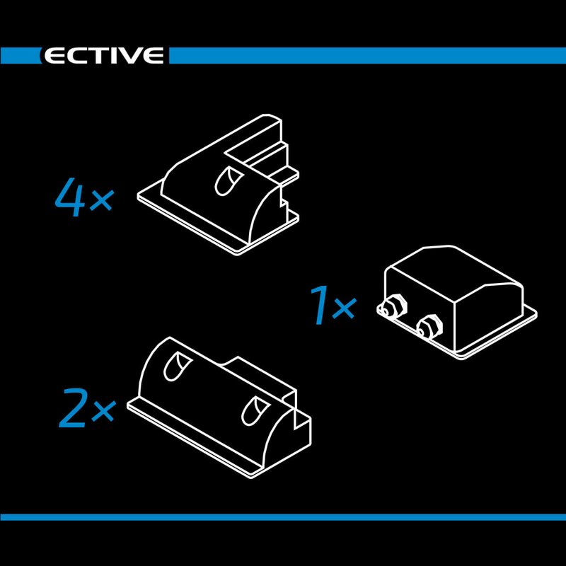 ECTIVE 7-teiliges kurzes Befestigungs-Komplettset für Solarinstallation (schwarz)