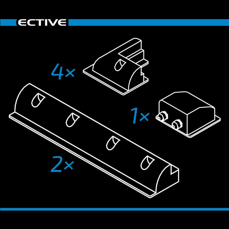 ECTIVE 7-teiliges langes Befestigungs-Komplettset für Solarinstallation (schwarz)