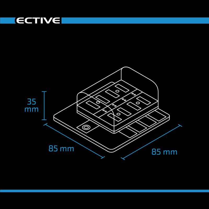 KFZ-Flachsicherungshalter mit LED Indikator für 8 Sicherungen 30A/32V DC (Schnellanschluss)