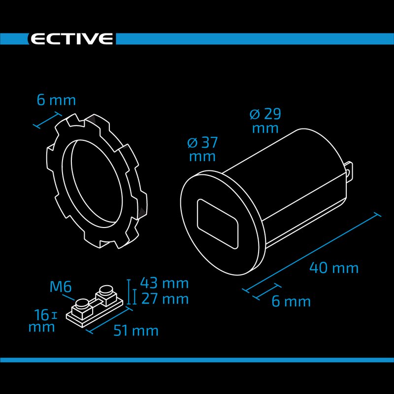 Amperemeter-Einbaubuchse mit Shunt 75A